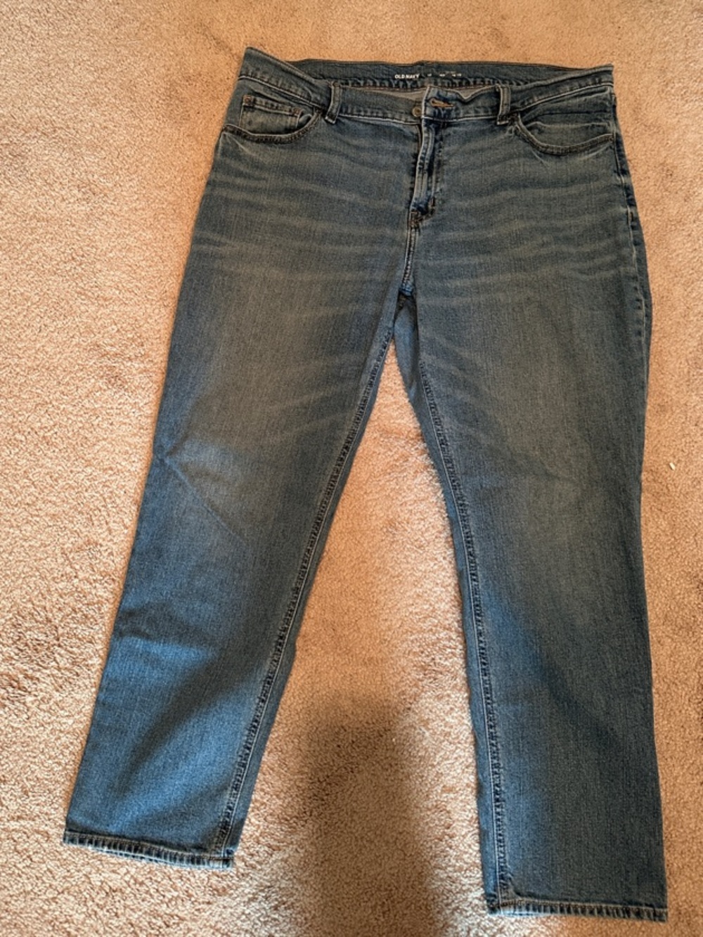 Classic Women's Blue Denim Jeans straight cropped